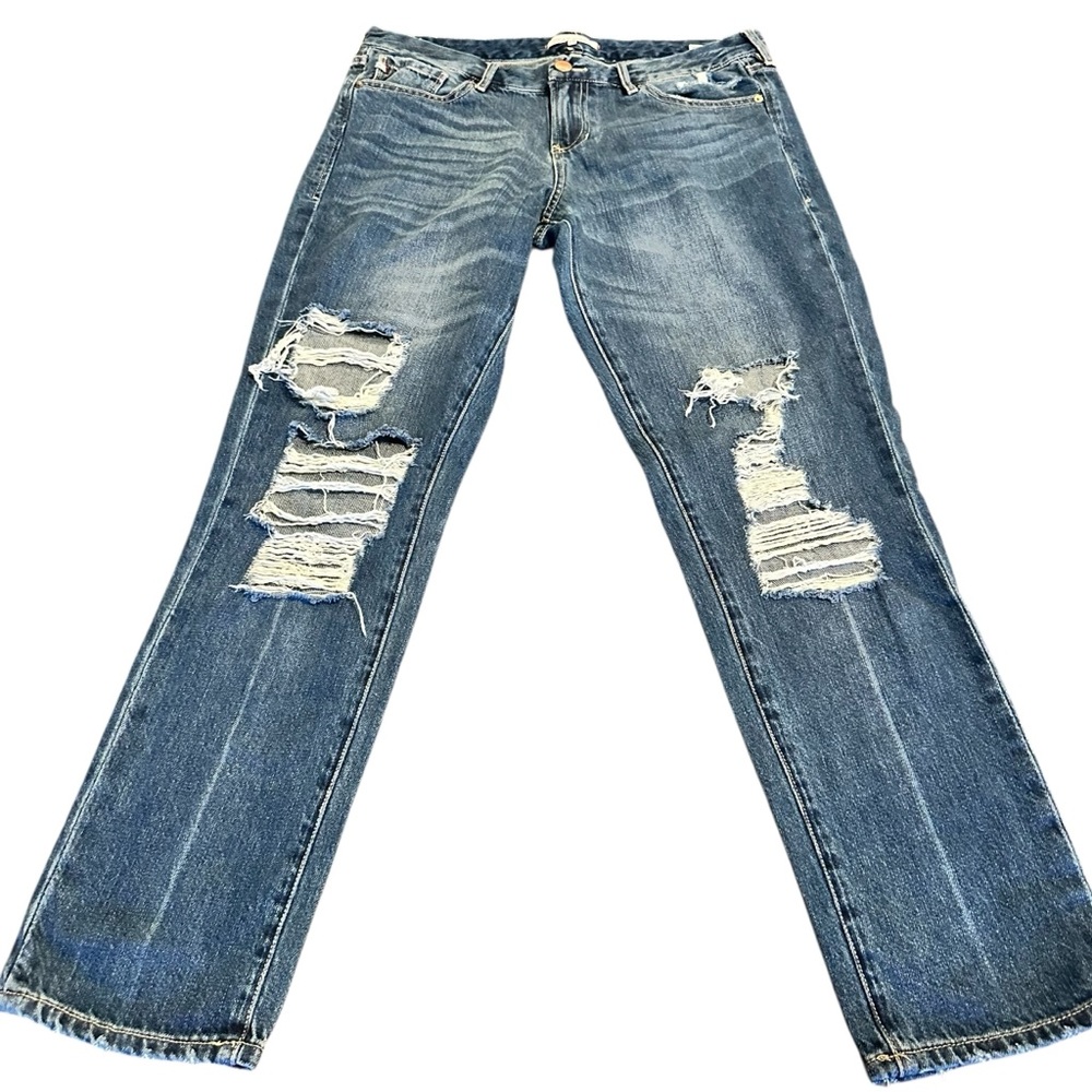 Dear John Women’s Madison Girlfriend Distressed Blue Jeans Size 28